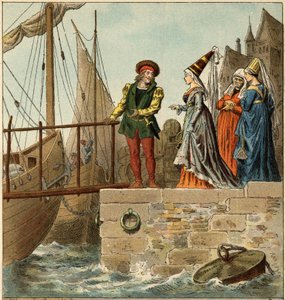 Populær sang: "A Nantes is arrived"". Illustration (detaljeret) af Frederic Theodore Lix (1830-1897) i ""Børnesange og runder fra provinserne i Frankrig"" af Frederic Theodore Lix