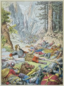Roland døde i slaget ved Roncesvalaux af Frederic Theodore Lix