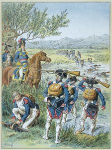 Andet slag ved Zürich - Passage af Lintz i 1799 af Massenas hær af Frederic Theodore Lix