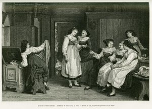 Den gamle Alsace-dragt. Gravering af Lix, efter et maleri Present de Noces af Pabst, for at illustrere historien A Through Alsace and Lorraine, af Charles Grad, tysk deputeret, i 1885, i tour du monde 1887, under ledelse af Edouard Charton (1807) af Frederic Theodore Lix