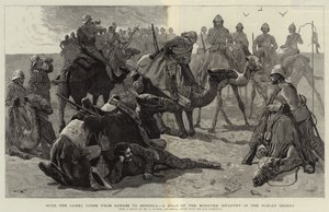 Med kamelkorpset fra Sarass til Dongola, et stop for det beredne infanteri i den nubiske ørken af Frederic Villiers