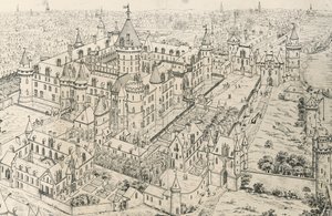 Louvre i Paris på tidspunktet for Charles V, Wise (1300-tallet), tegning af Frederic de Clarac (1777-1847), Frankrig af Frederic de Clarac