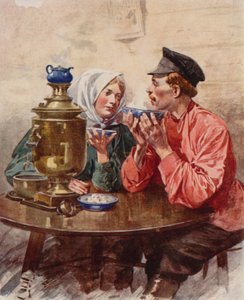 En ret med te fra en samovar
