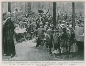 En banket for ujævne skoledrenge og piger (litho) af Frederic de Haenen