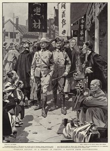 Fremmede Djævle i en Gade i Peking, en Salut fra Guttersnipes af Frederic de Haenen