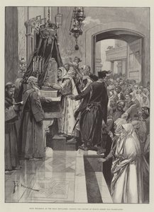 Helligtorsdag ved den hellige grav og kysser den søjle, hvor Kristus blev flagelleret af Frederic de Haenen