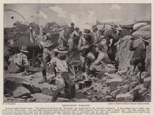 Serio-komisk krigsførelse (litho) af Frederic de Haenen