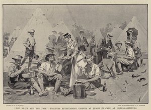 The Brave and the Fair, Troopers, der underholder venner til frokost i lejren i Pietermaritzburg af Frederic de Haenen