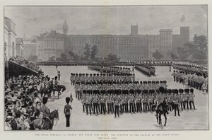 Kongens fødselsdag i London, marts forbi efter farvernes trooping ved hestevagten af Frederic de Haenen
