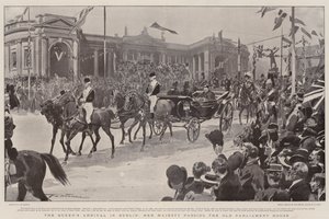 Dronningens ankomst til Dublin, Hendes Majestæt passerer det gamle parlamentshus af Frederic de Haenen