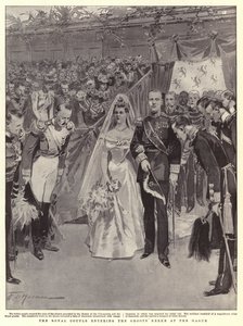 Kongeparret går ind i Groote Kerke i Haag af Frederic de Haenen