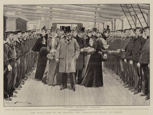Det kongelige besøg på hospitalsskibet Princess of Wales i Tilbury af Frederic de Haenen