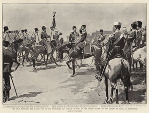 Zaren iagttager martsfortiden for sin livvagt (2. kosakvagt) ved forårsrevyen på Champs de Mars, St. Petersborg af Frederic de Haenen