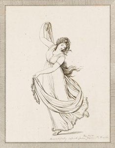 Emma, Lady Hamilton, i en klassisk positur, dansende og balancerende på sin højre fod af Frederich (after) Rehberg