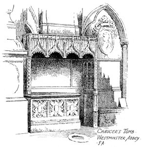Chaucers grav, Westminster Abbey, London, 1912.