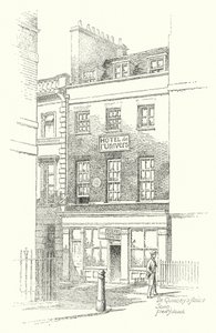 De Quinceys hus, Soho (litografi) af Frederick Adcock