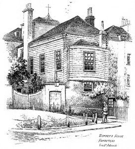 George Romneys hus, Hampstead, London, 1912 af Frederick Adcock