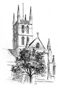 Southwark Cathedral, London, 1912 af Frederick Adcock