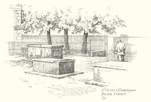 St Oaves kirkegård, Silver Street (litografi) af Frederick Adcock