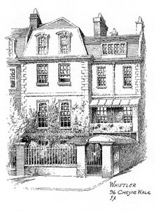Whistlers hus, 96 Cheyne Walk, Chelsea, London, 1912