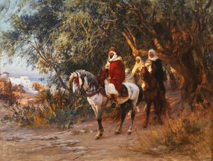 Arabere til hest, 1892 af Frederick Arthur Bridgman