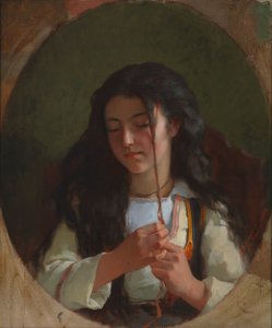 Studie af en ung pige, Pont Aven, 1869. af Frederick Arthur Bridgman
