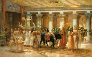 The Procession of the Sacred Bull, Apis, ca. 1879 (olie på lærred) af Frederick Arthur Bridgman