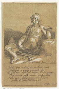 Forkrøblet tigger med en skål Små figurer (serietitel) af Frederick Bloemaert