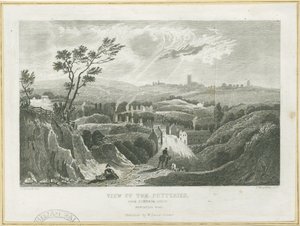 Burslem - View of the Potteries: engraving, nd [c 1830s] dani af Frederick Calvert