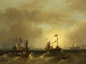 Havlandskab med både (olie på lærred) af Frederick Calvert