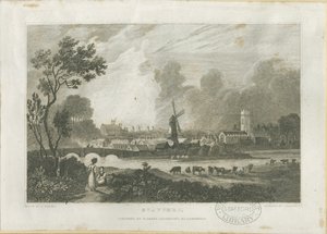 Stafford - South West View: gravering, nd [c 1830] (print) af Frederick Calvert