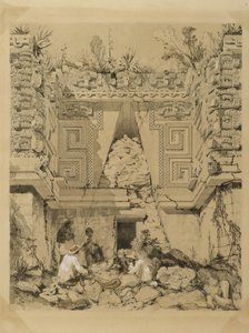 Archway, Casa del Gobernador, Uxmal, Yucatan, 1843 (sepia blæk & vask på vævet papir) af Frederick Catherwood