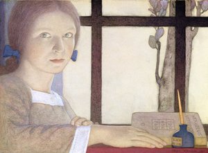 Lektionstid (wc over blyant på papir) af Frederick Cayley Robinson