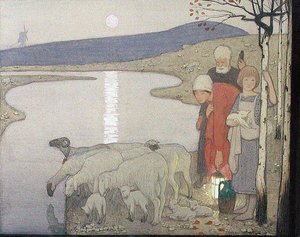 Pastoral, ca. 1923 (grafit, akvarel og gouache ombord)