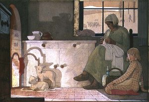 Undersøgelse til "The Foster Mother af Frederick Cayley Robinson