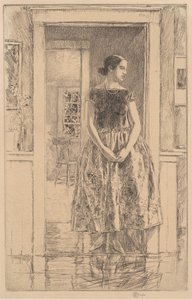 Pige i en moderne kjole, 1922. af Frederick Childe Hassam