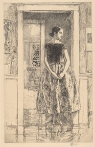 Pige i en moderne kjole, 1922. af Frederick Childe Hassam