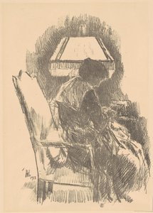 Fru Hassam Knitting large, 1918. af Frederick Childe Hassam