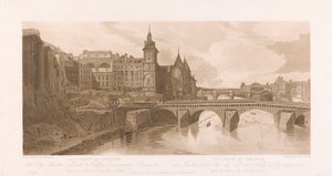 Udsigt over Pont au Change, Theatre de la Cite, Pont Neuf og Conciergerie-fængslet