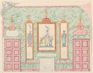 Tegning, vægforhøjning, sandsynligvis til bankettsalen, Royal Pavilion, Brighton, 1815-22 af Frederick Crace