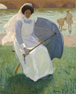 Kvinde med grøn parasol, 1908. af Frederick F. Fursman