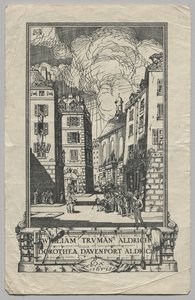 Bogplade: William Truman Aldrich og Dorthea Davenport Aldrich, Ex Libris indskrevet af Frederick Garrison Hall