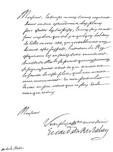 Brev fra kardinal Richelieu til Monsieur de la Motte, 1600-tallet 1865.