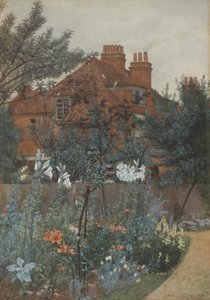 Udsigt over en have i Bedford Park, 1885 af Frederick Hamilton Jackson