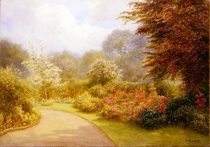 Azalea Rectory Gardens, Brockhurst Hill (akvarel på papir) af Frederick Henry Evans