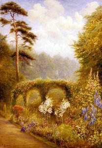 Lilies and Delphiniums, Golden Hill Park, London (akvarel på papir) af Frederick Henry Evans