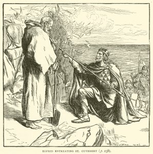Egfrid beder St Cuthbert (gravering) af Frederick Henry Townsend