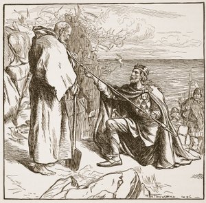 Egfrid beder St. Cuthbert, illustration fra 