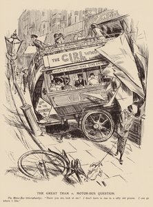 Det store spørgsmål om sporvogne og motorbusser (litografi) af Frederick Henry Townsend