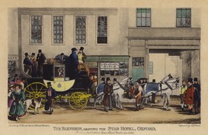 The Blenheim, Leaving the Star Hotel, Oxford (farvet indgravering)
